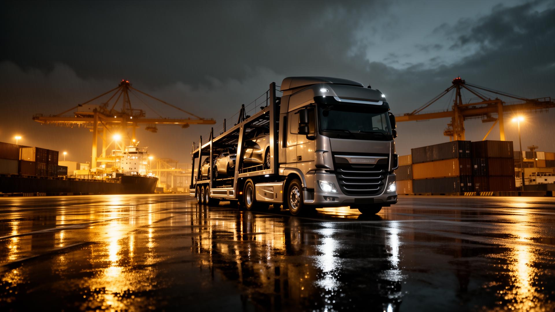 Vehicle transporter at port